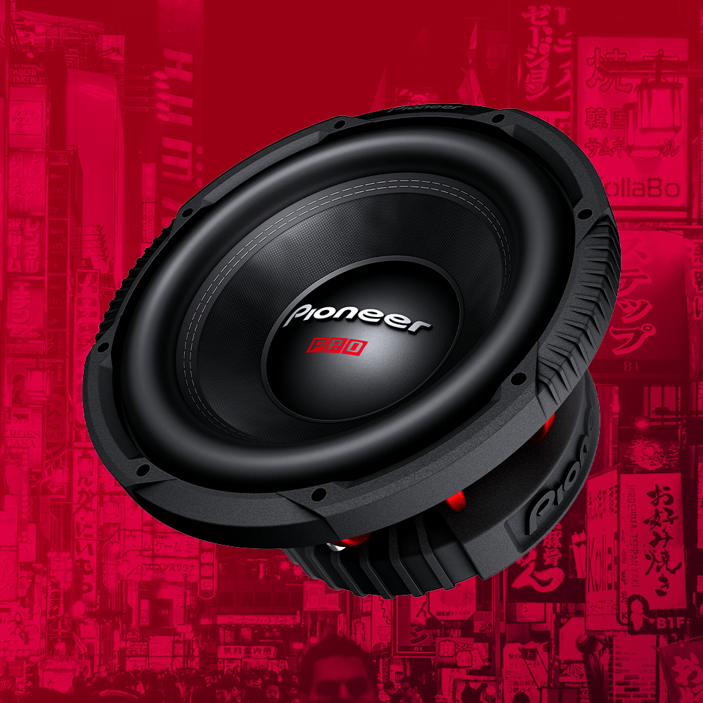 subwoofer on red background