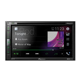 Pioneer car multimedia player with touchscreen display on a white background
