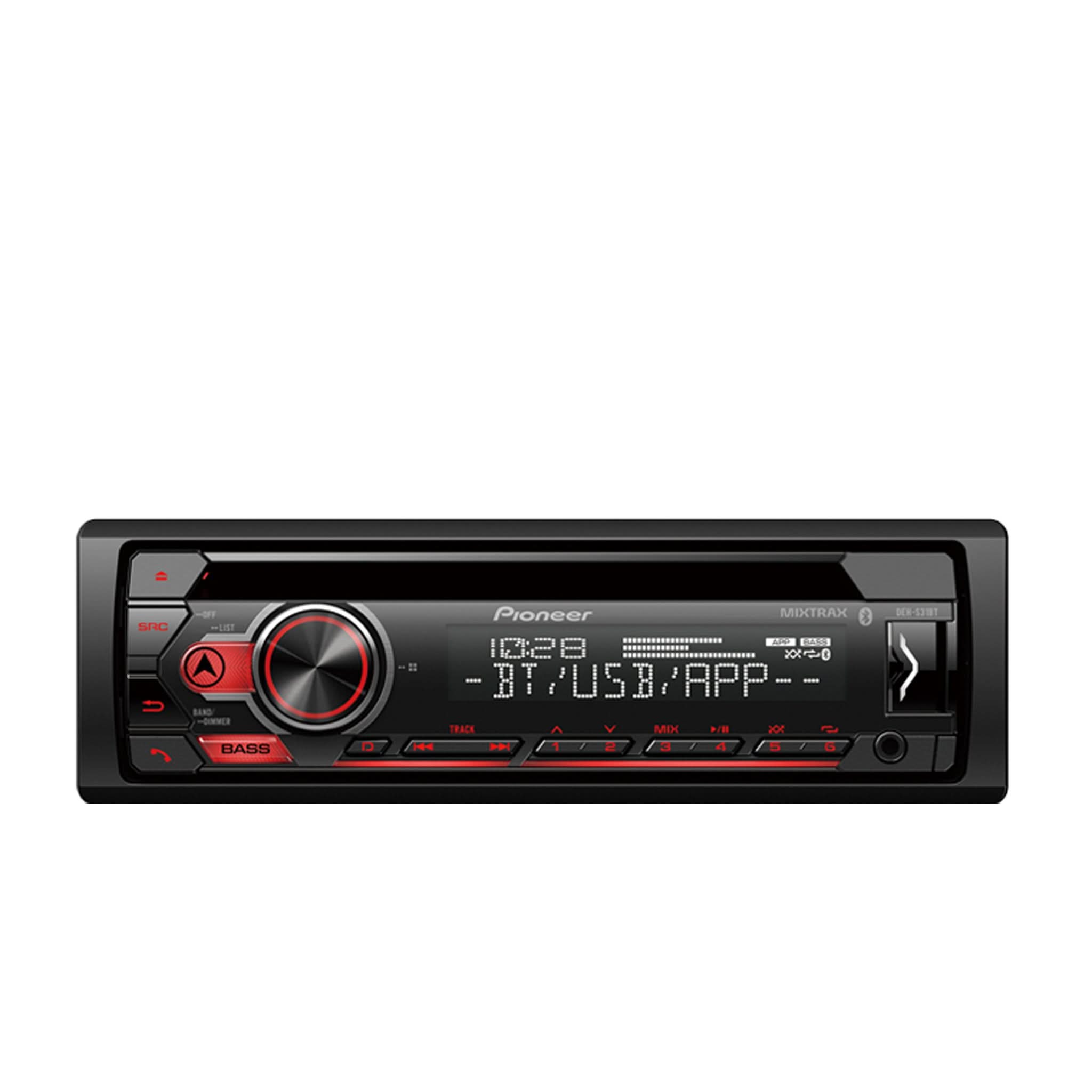 Pioneer car multimedia receiver on a white background