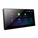 Pioneer car multimedia display with touchscreen interface on a white background