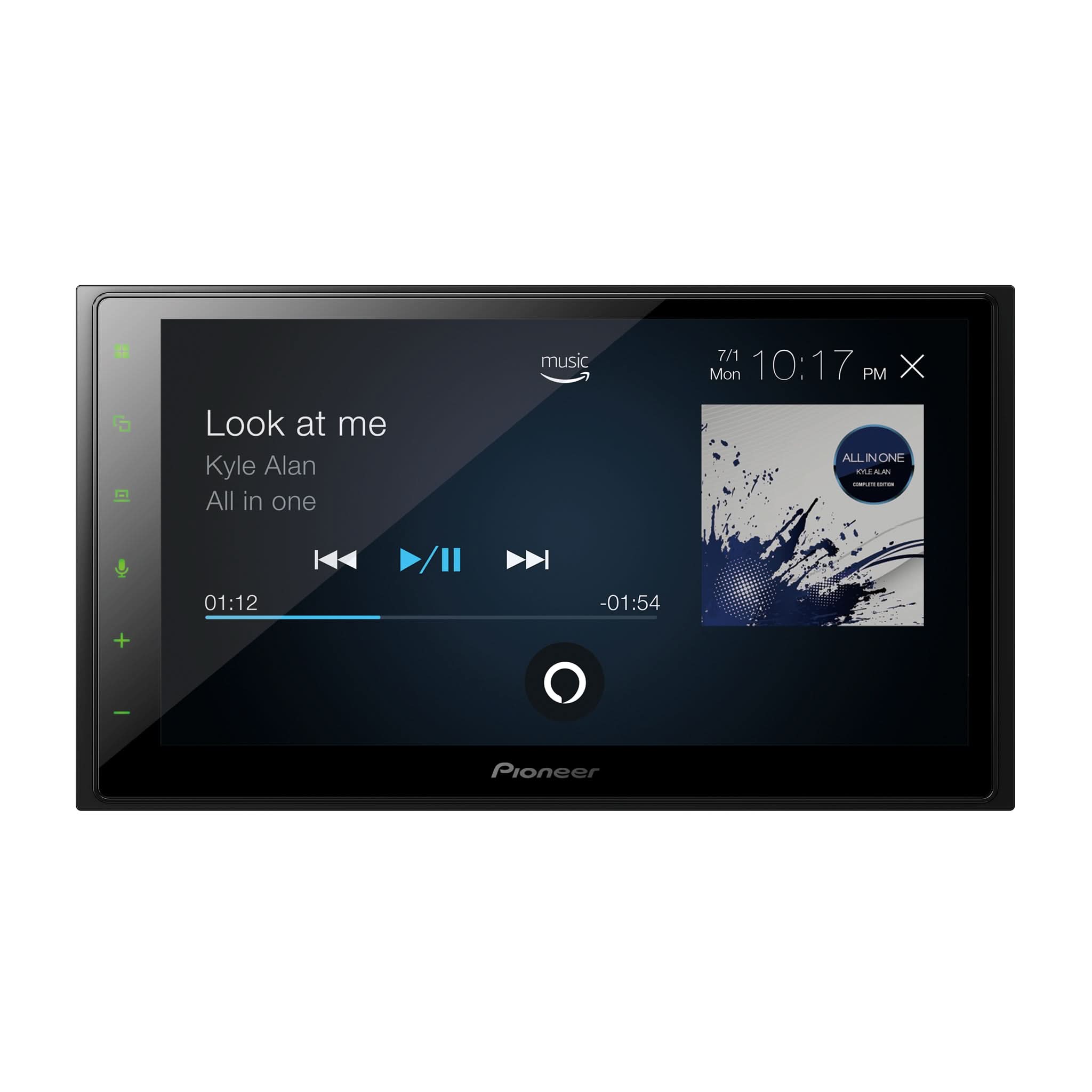 Pioneer car multimedia player with touchscreen display on a white background