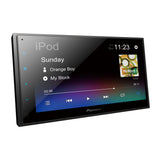 Pioneer car multimedia player with touchscreen display on a white background