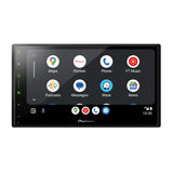 Car multimedia system with app icons on a white background