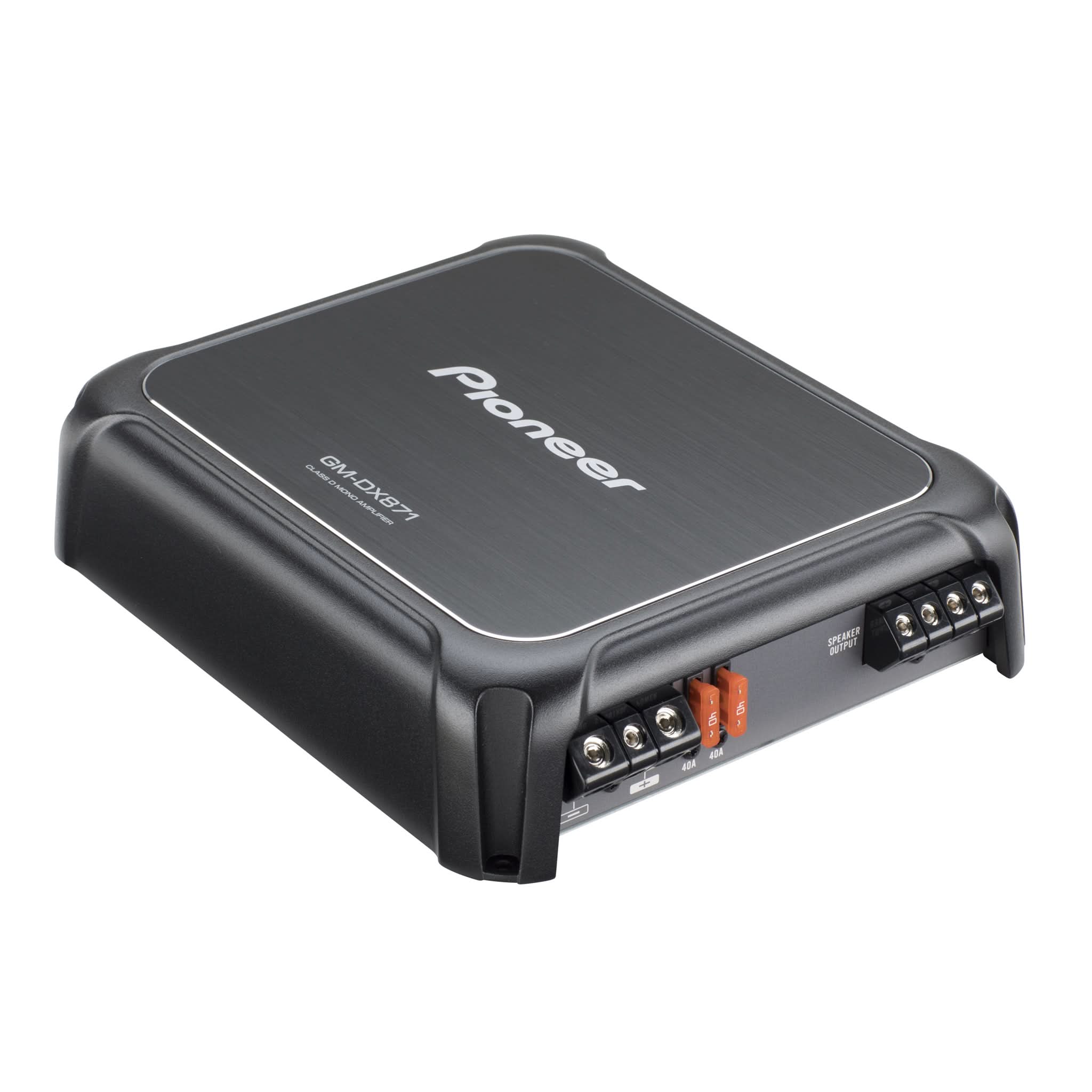 Pioneer car audio amplifier on a white background