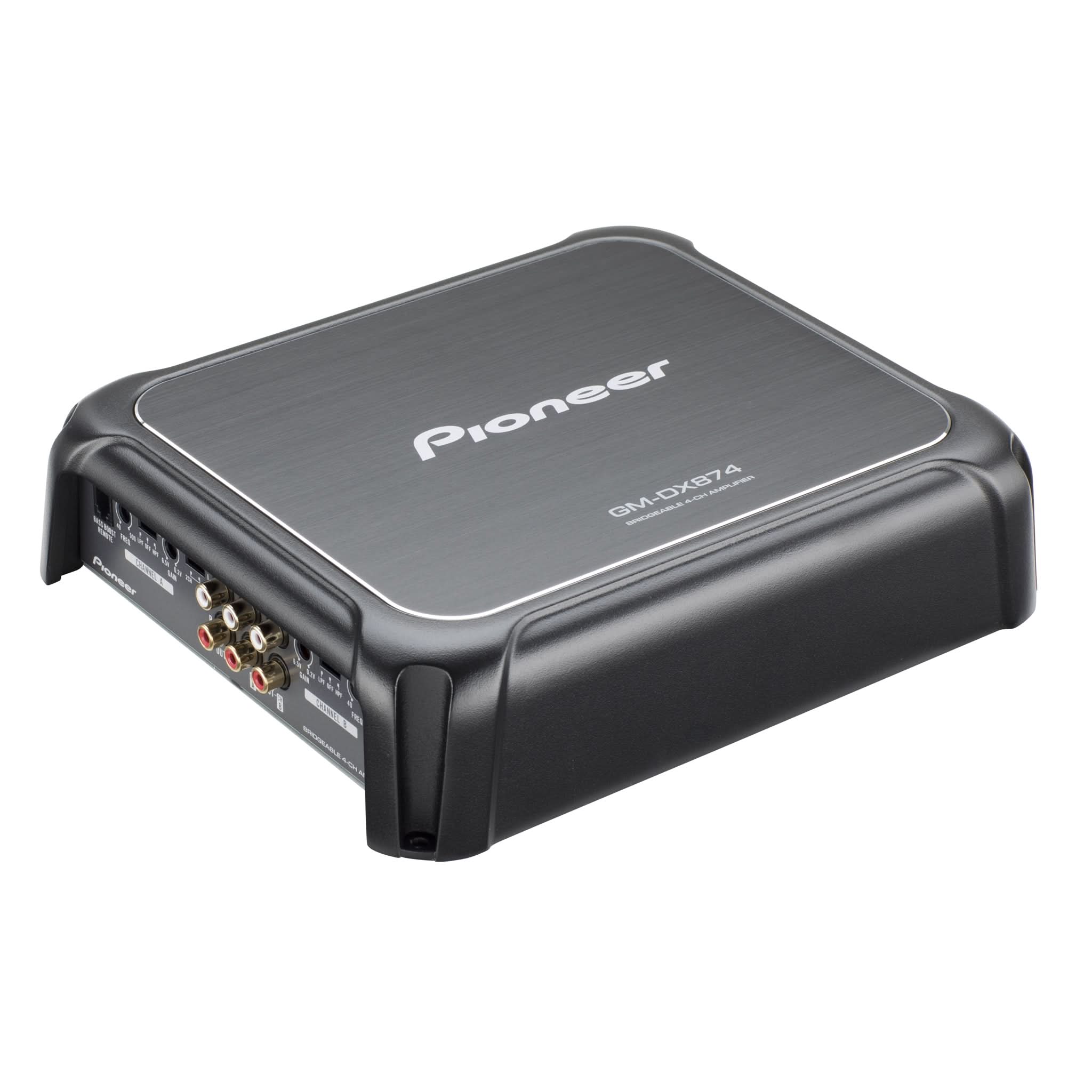 Pioneer car audio amplifier on a white background