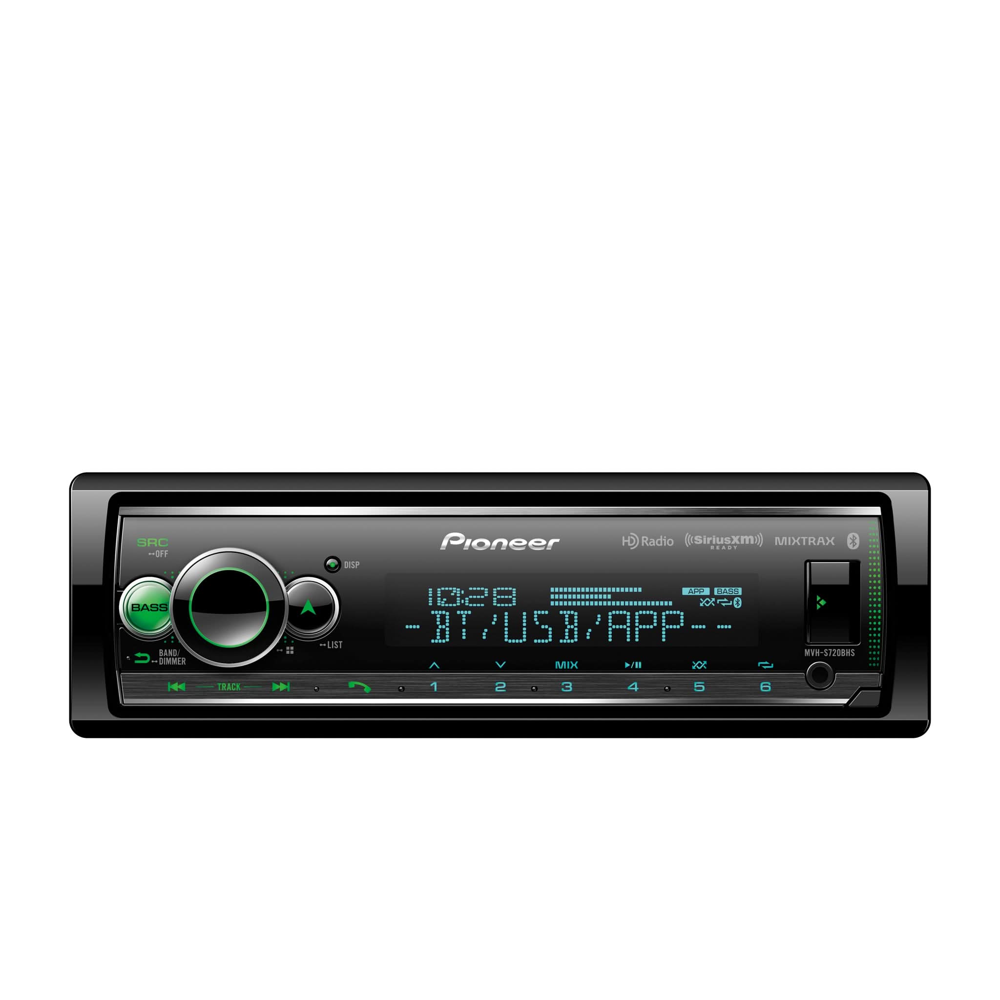Pioneer car stereo receiver on a white background