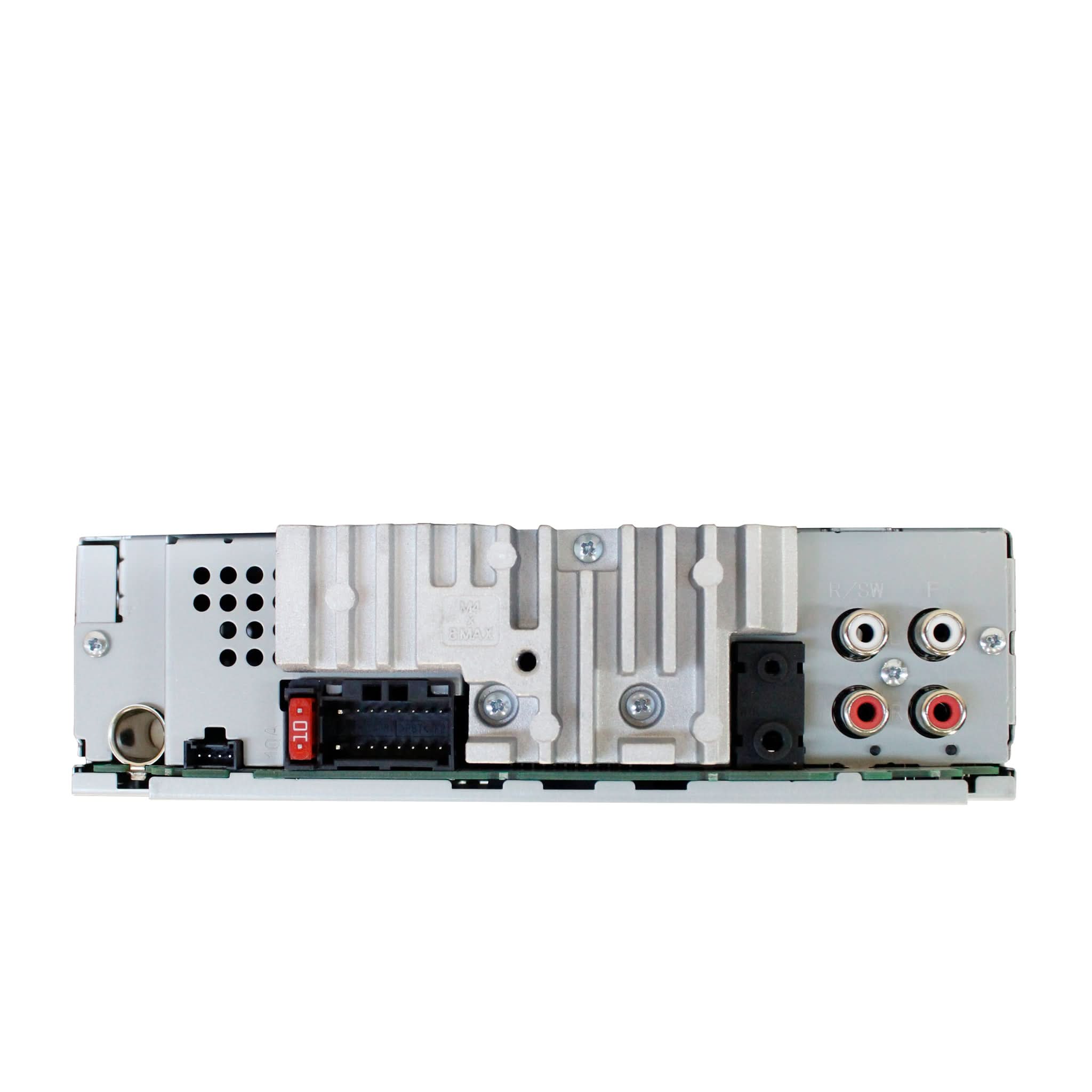Electronic module with connectors on a white background