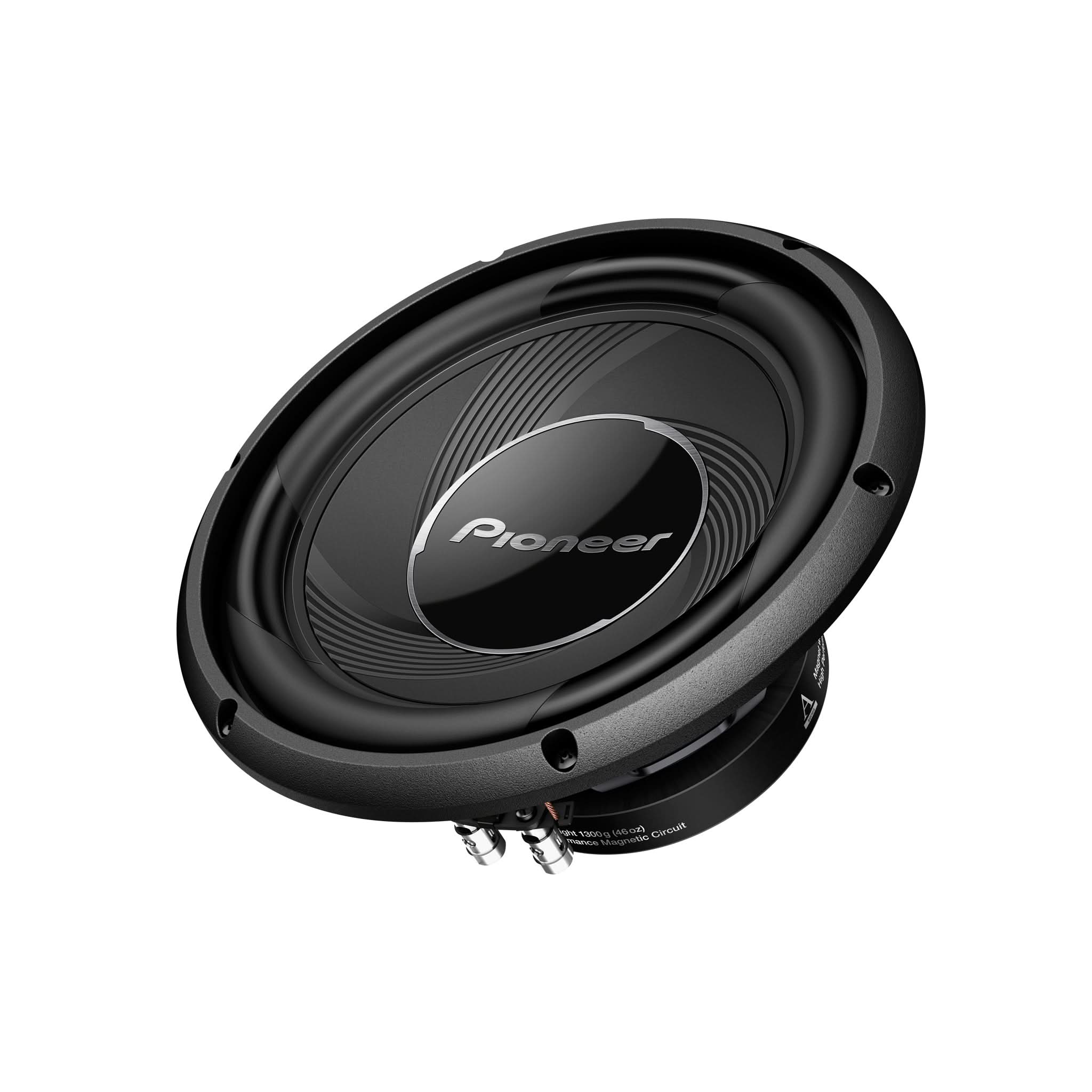 Pioneer car subwoofer on a white background