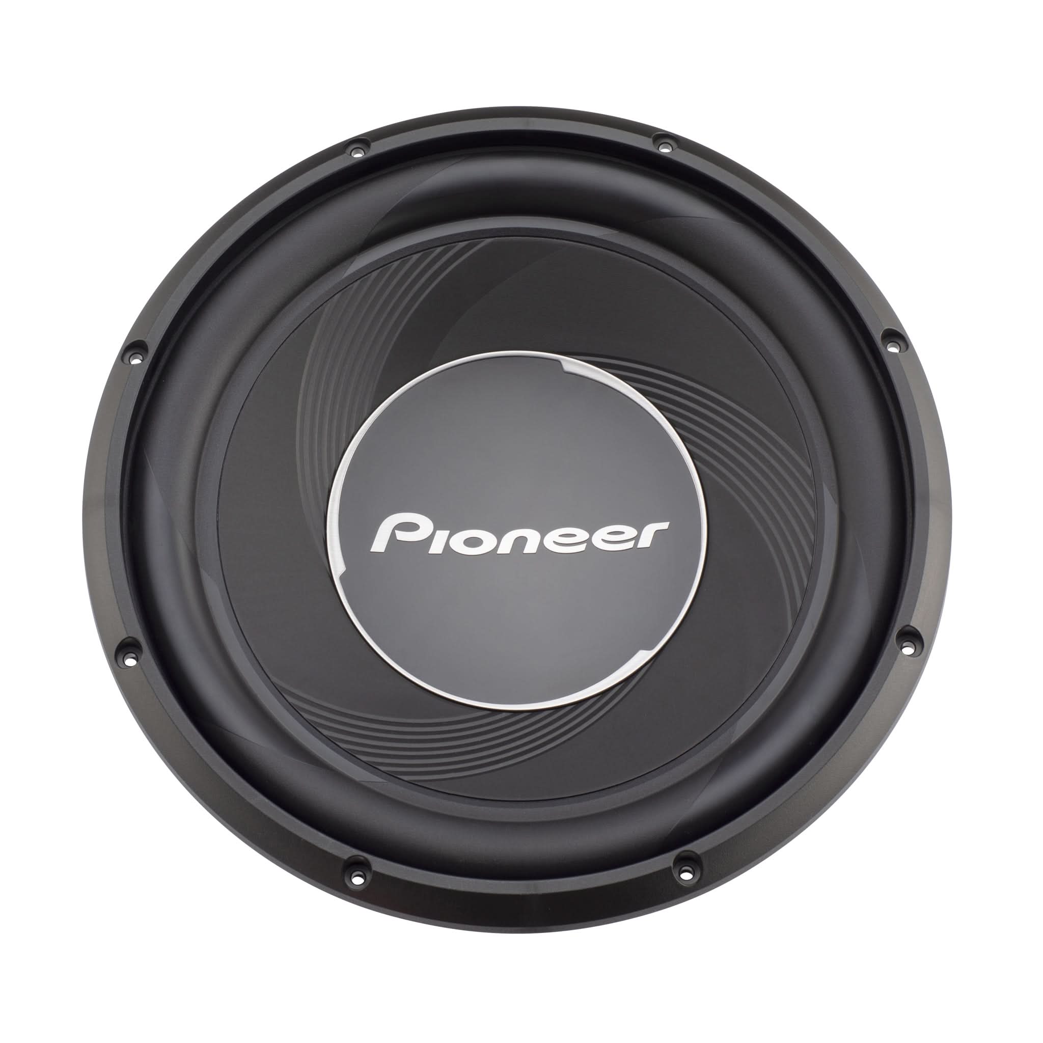 Pioneer car subwoofer on a white background