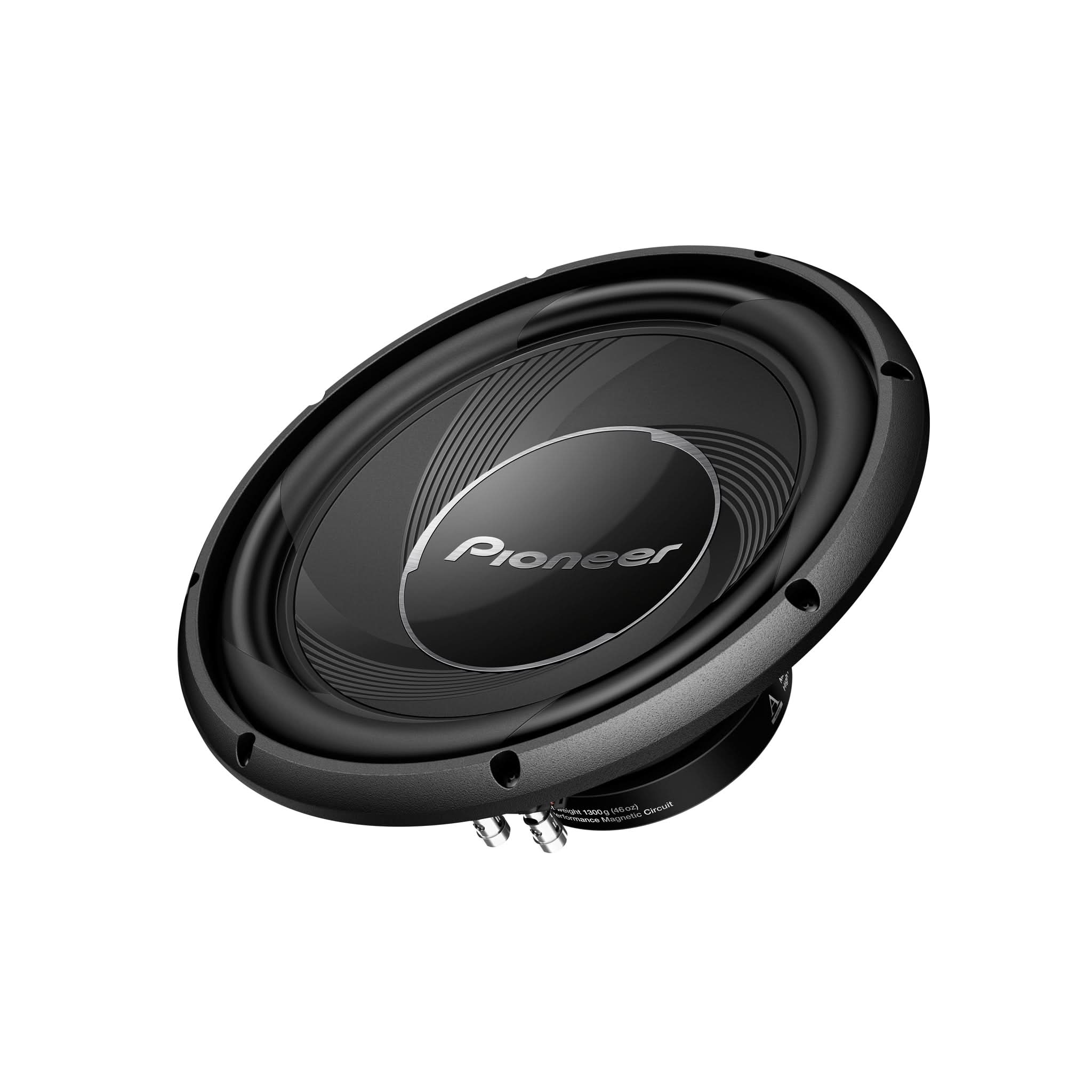 Pioneer car subwoofer on a white background