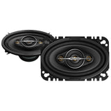 Two Pioneer car speakers on a white background