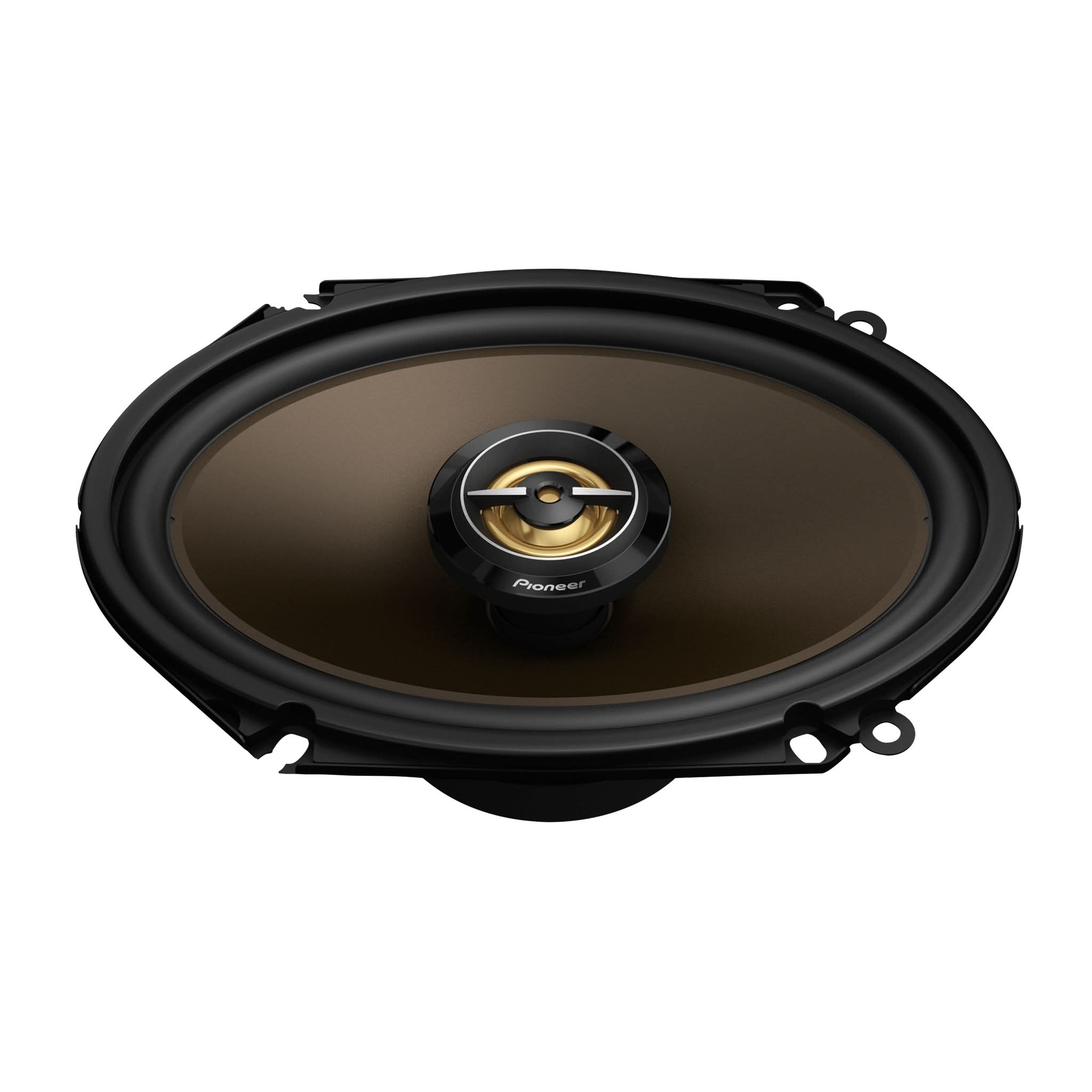 Car speaker with Pioneer logo on a white background