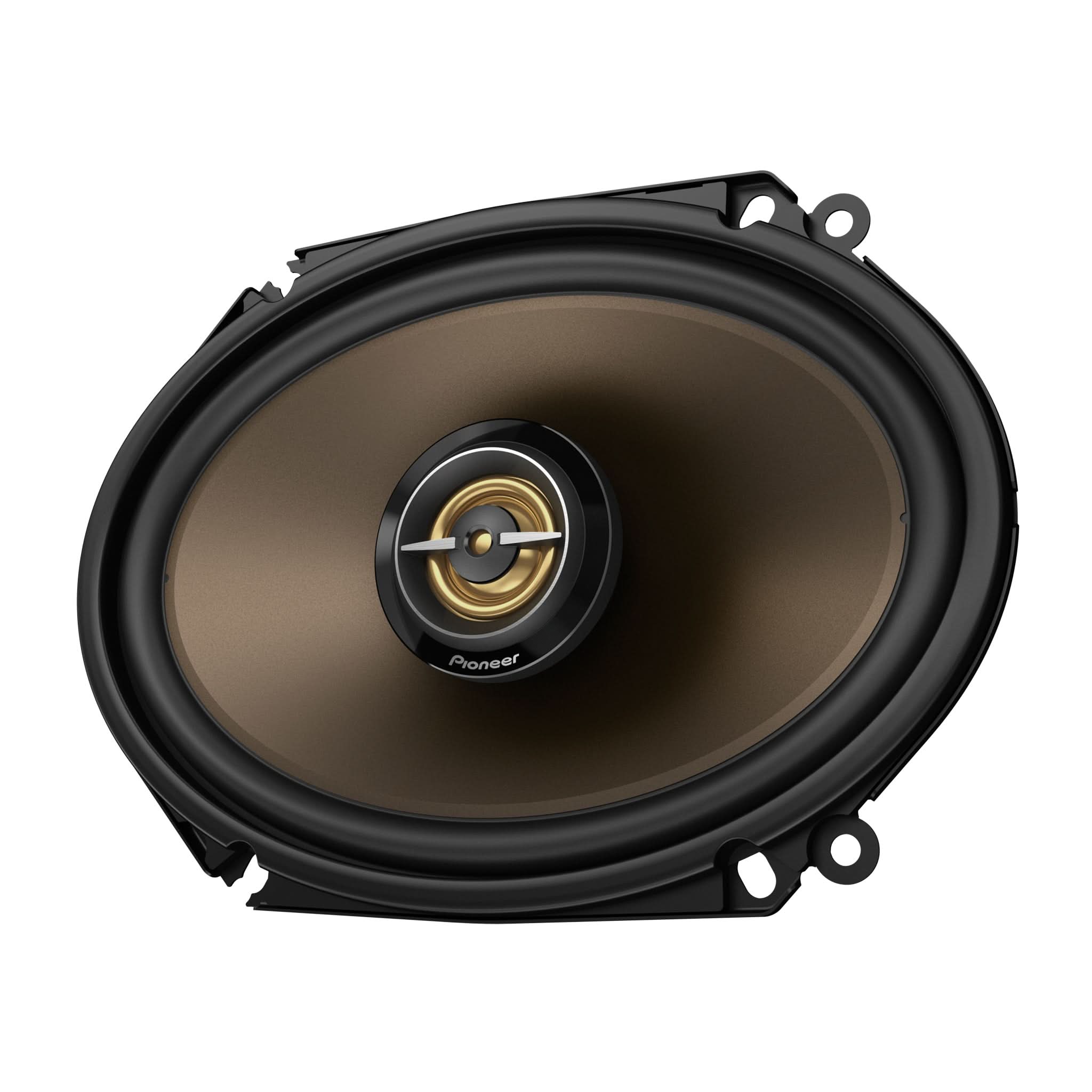 Car speaker with Pioneer logo on a white background