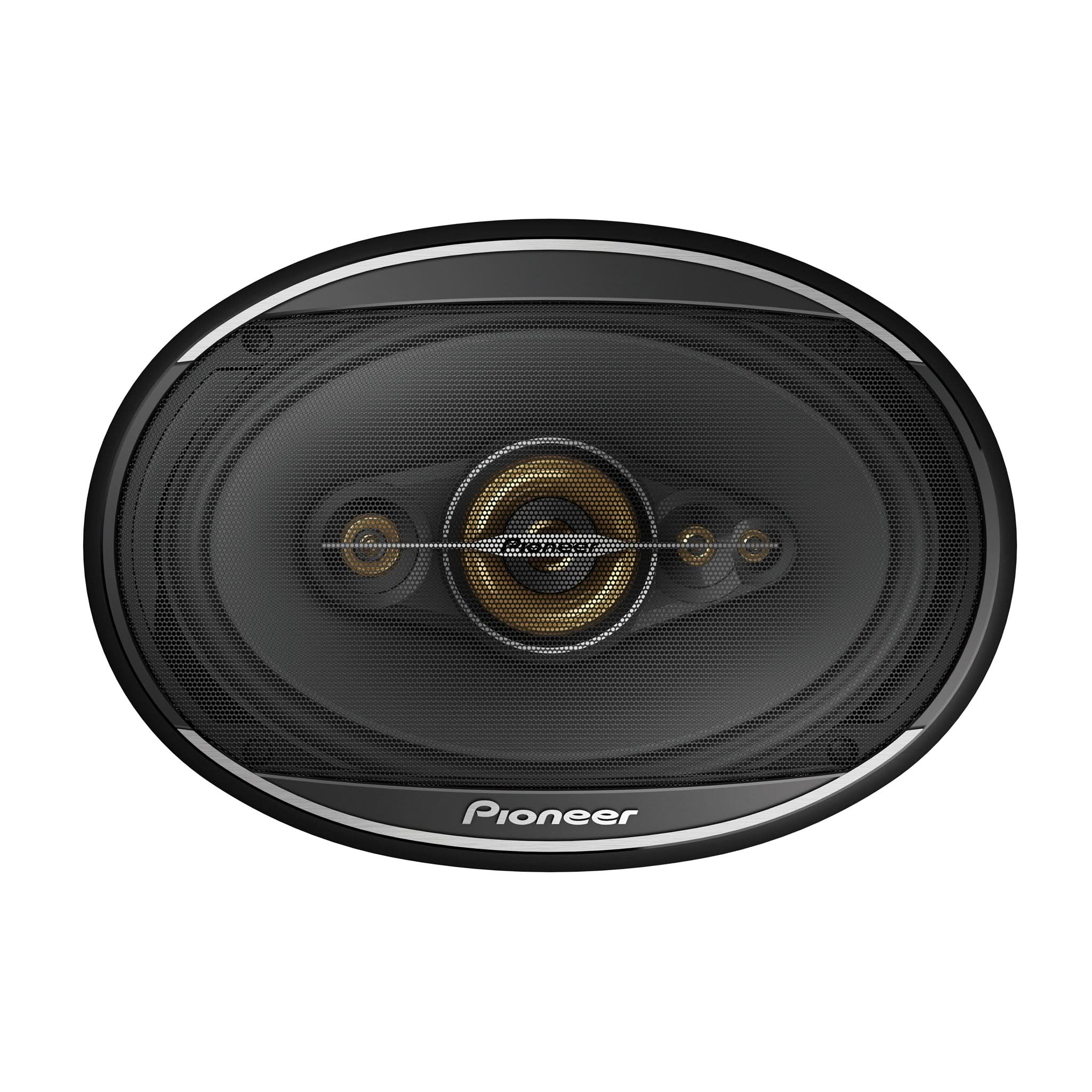 Front view of Pioneer Speaker with grill on White background