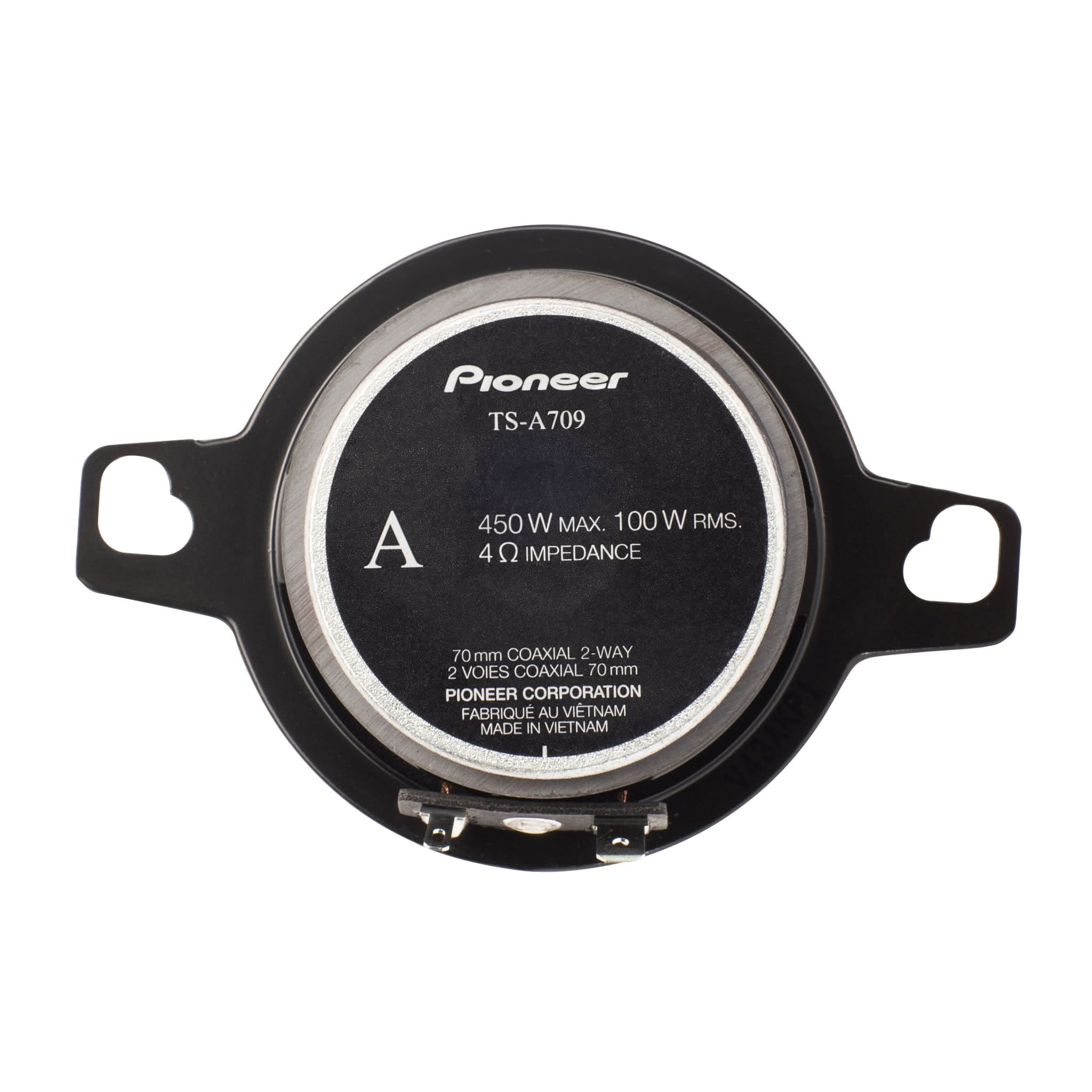 Pioneer car speaker with model number TS-A709 on a white background