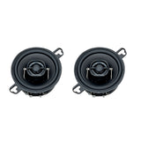 Two black car speakers shown side by side on a plain white background.