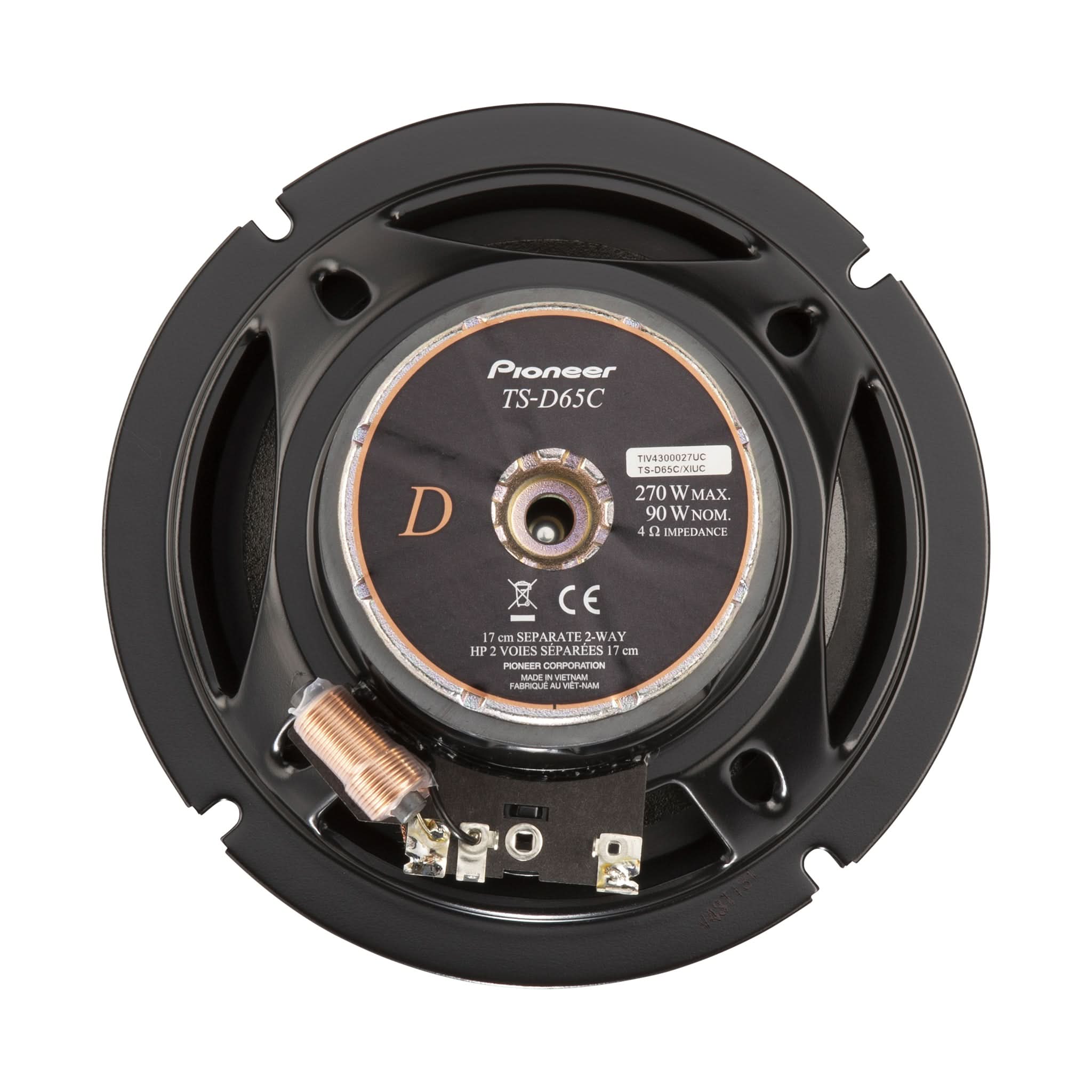 Pioneer car speaker with visible branding on a white background