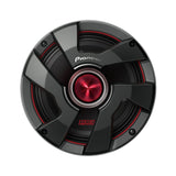 Pioneer car speaker with black and red design on a white background