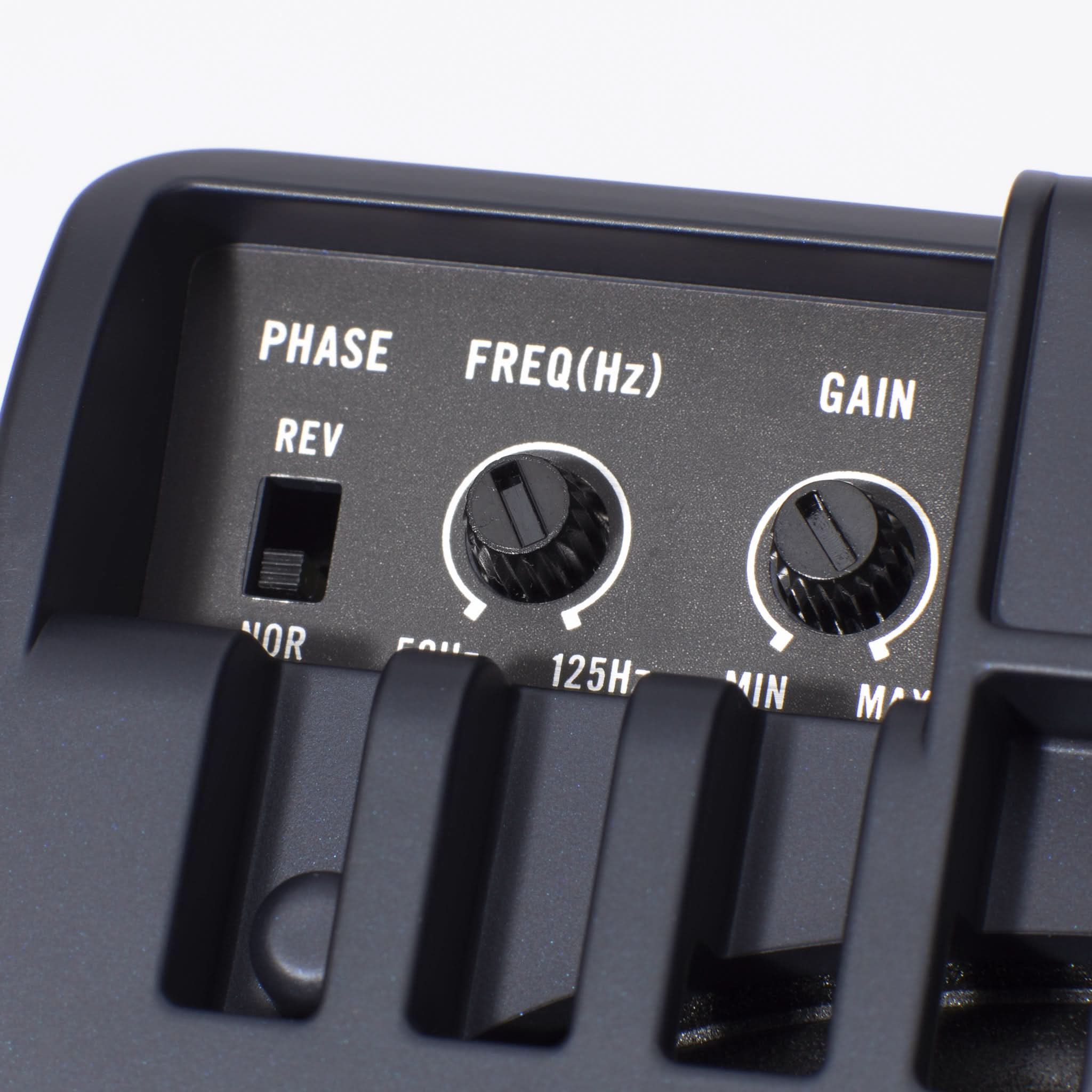 Control panel with phase, frequency, and gain settings on a Pioneer Subwoofer