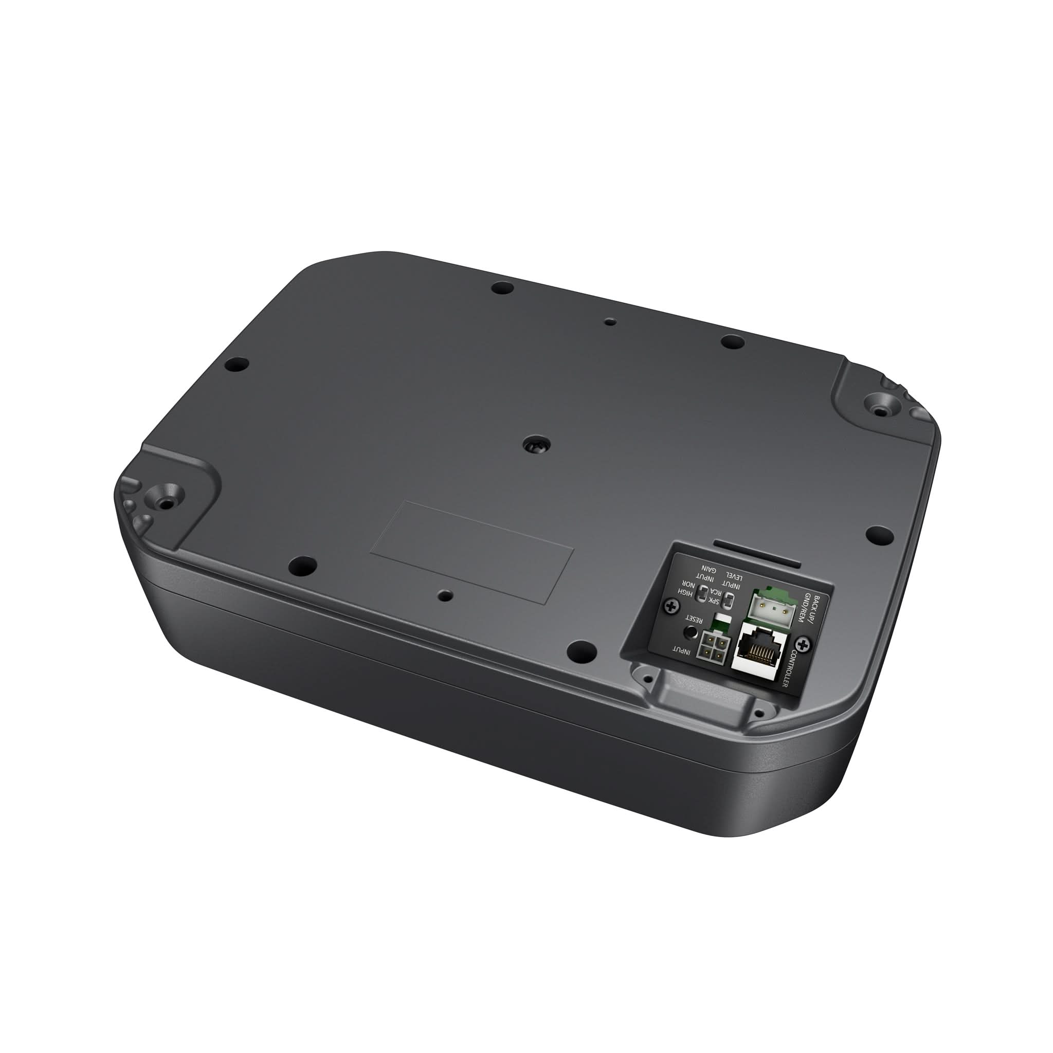 Black Pioneer subwoofer with a microcontroller on a white background
