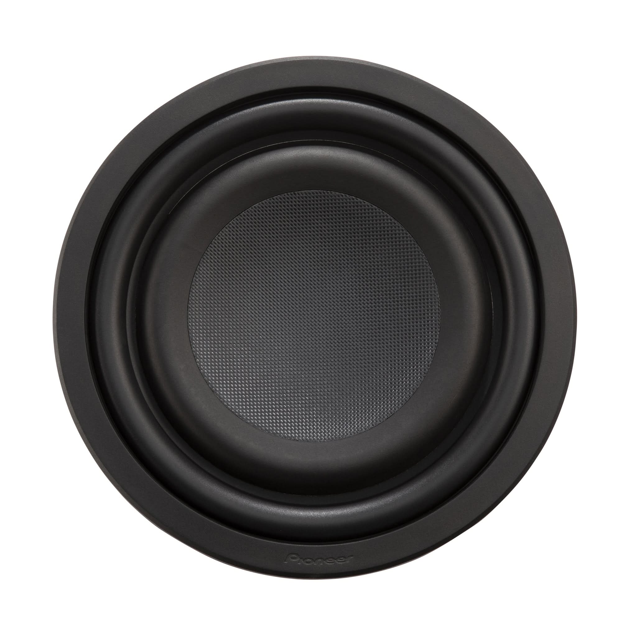 Black speaker subwoofer on a white background