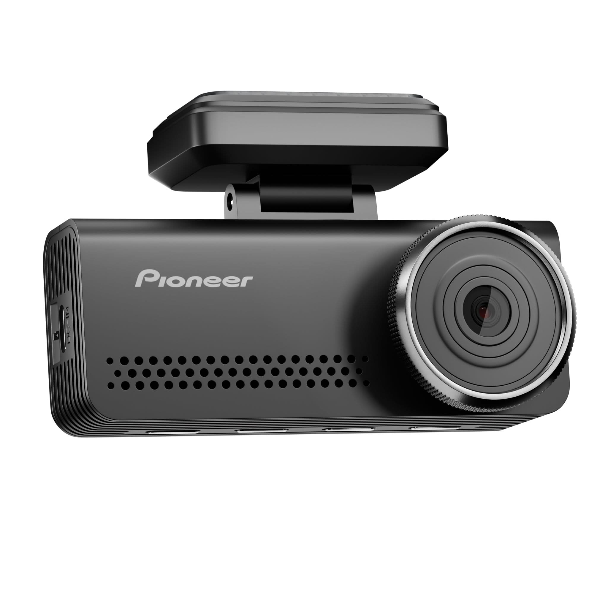 Pioneer car dashboard camera with a black casing on a white background