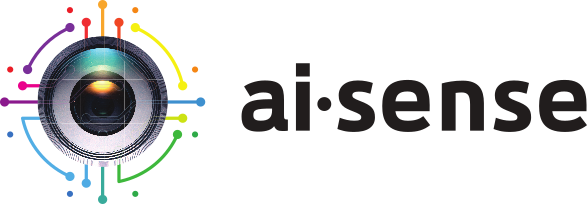 Logo of ai-sense with colorful circular design elements on a white background