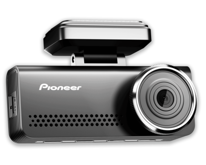 Pioneer car dashboard camera on a white background