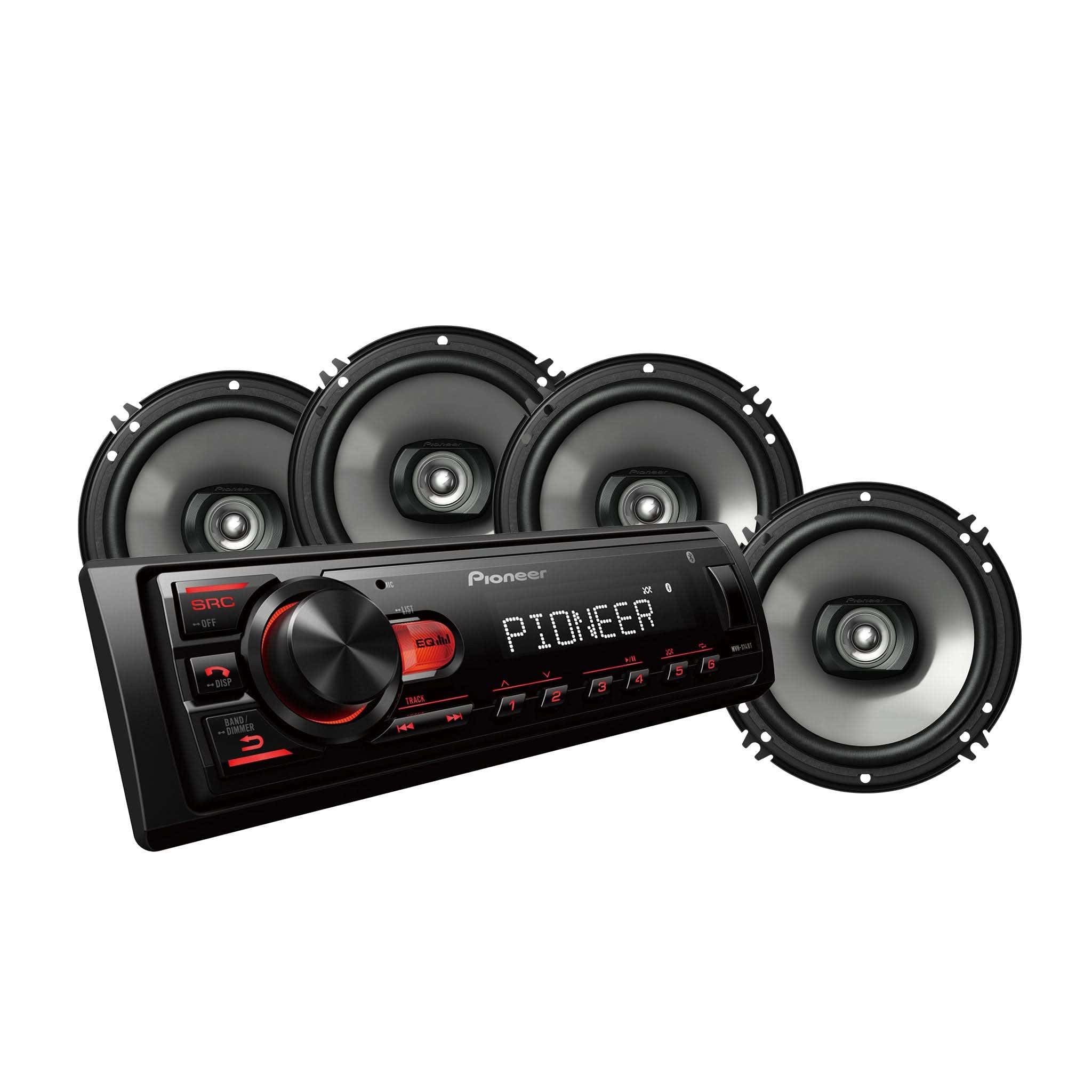 MXT-S1466BT Car Stereo & 4 Speaker Bundle with Bluetooth Upgrade