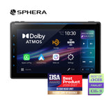 Pioneer receiver with Dolby Atmos on screen and also showcasing the two awards it has won. 