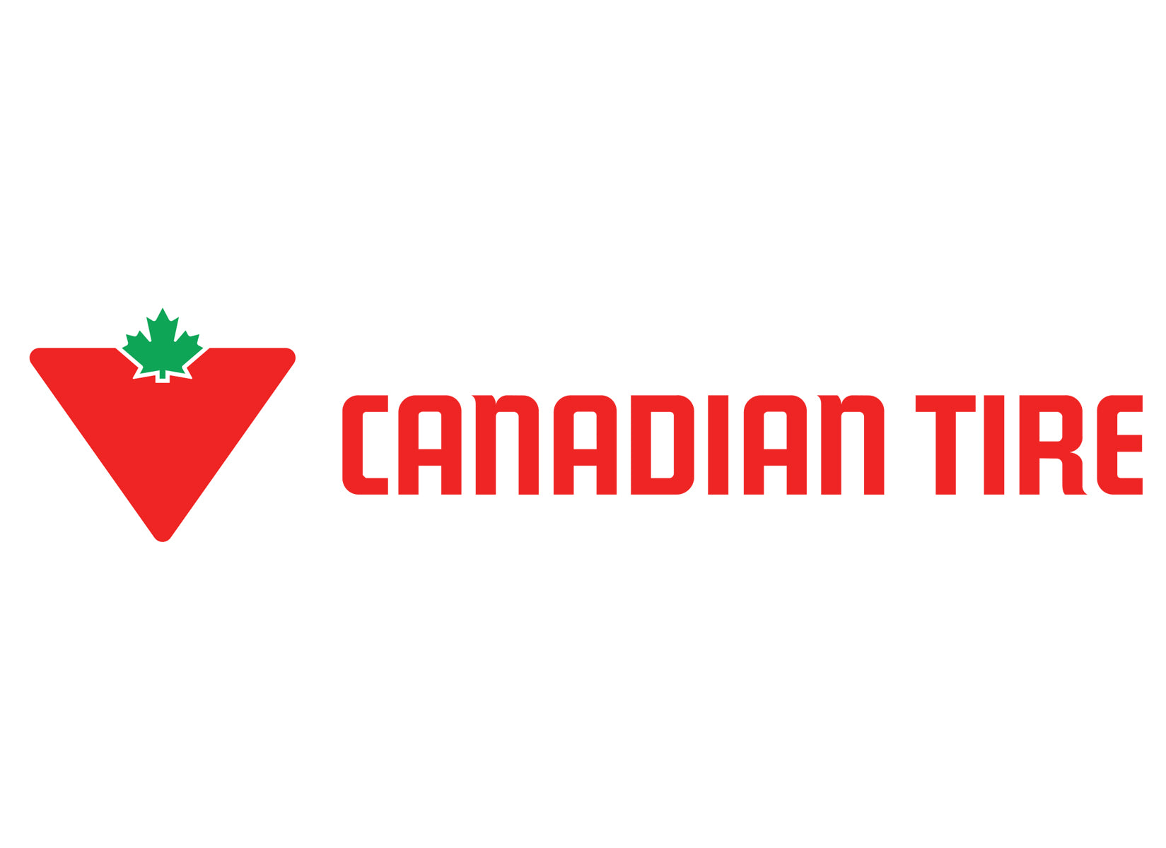 Canadian Tire logo with red triangle and green leaf on a white background