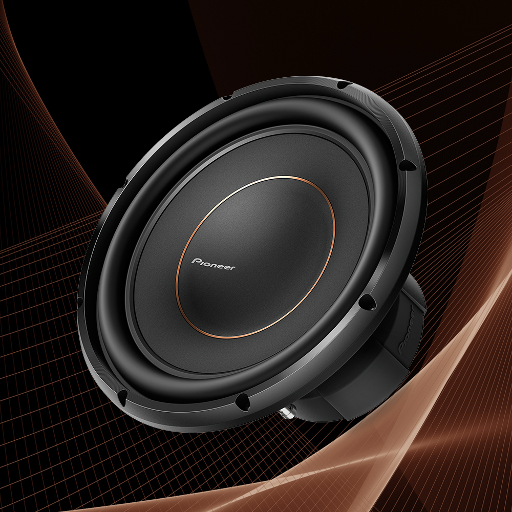 angled subwoofer on abstract background
