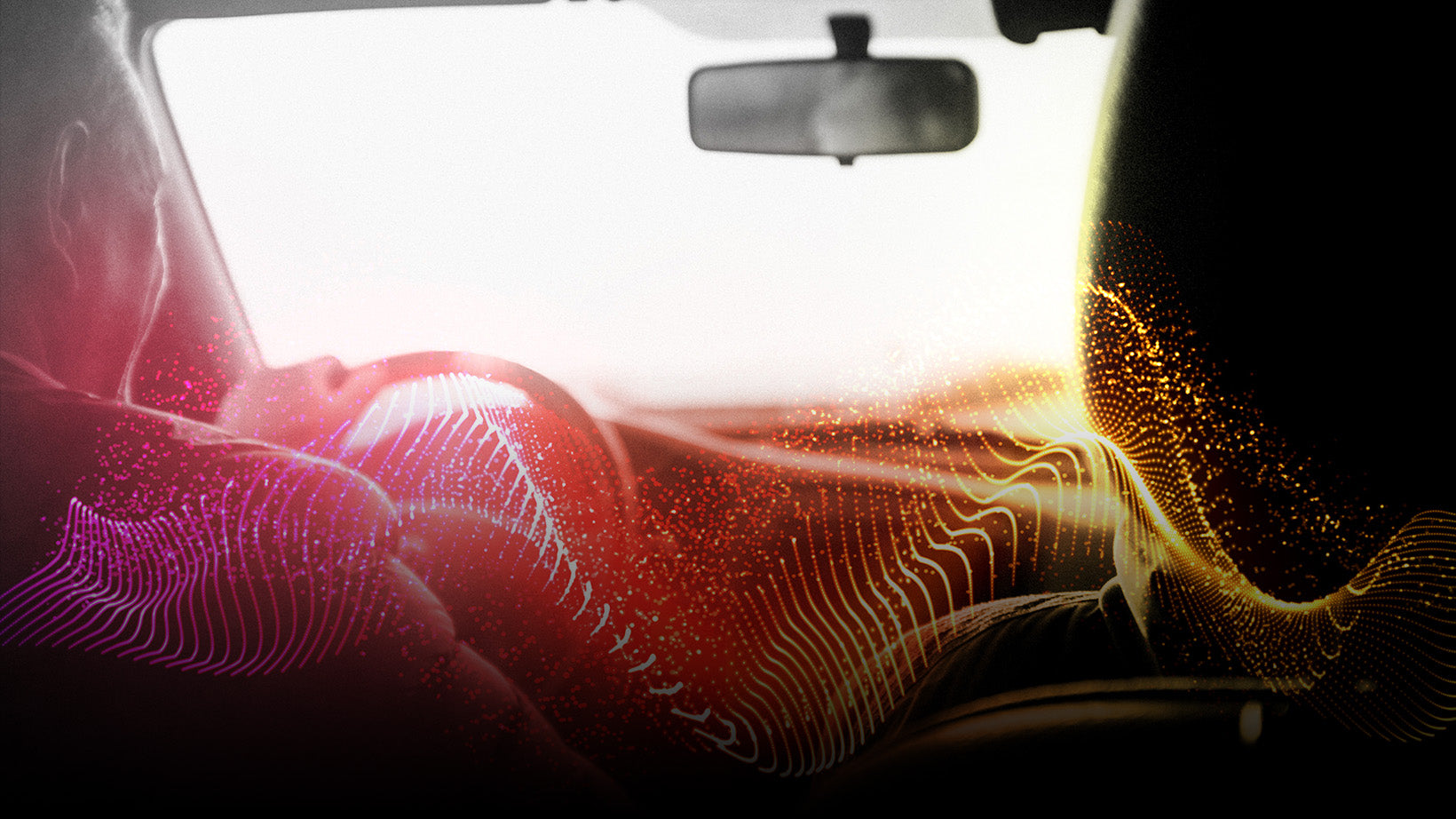 abstract graphic overlay inside car