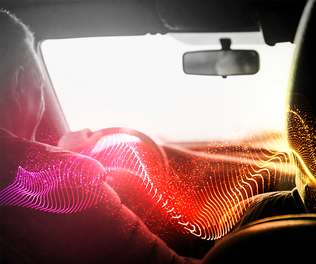 abstract graphics over inside car