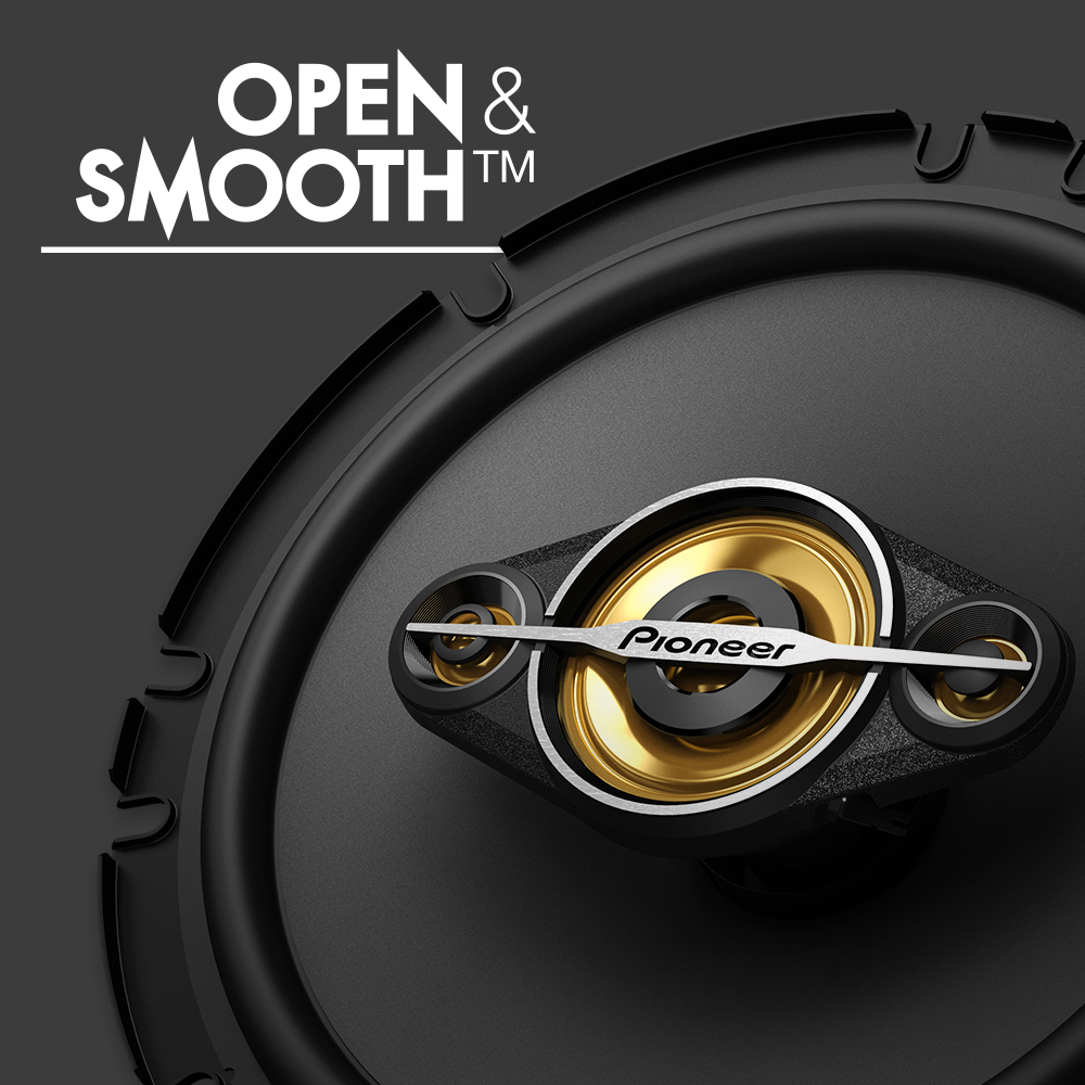 speaker close up with text Open and Smooth