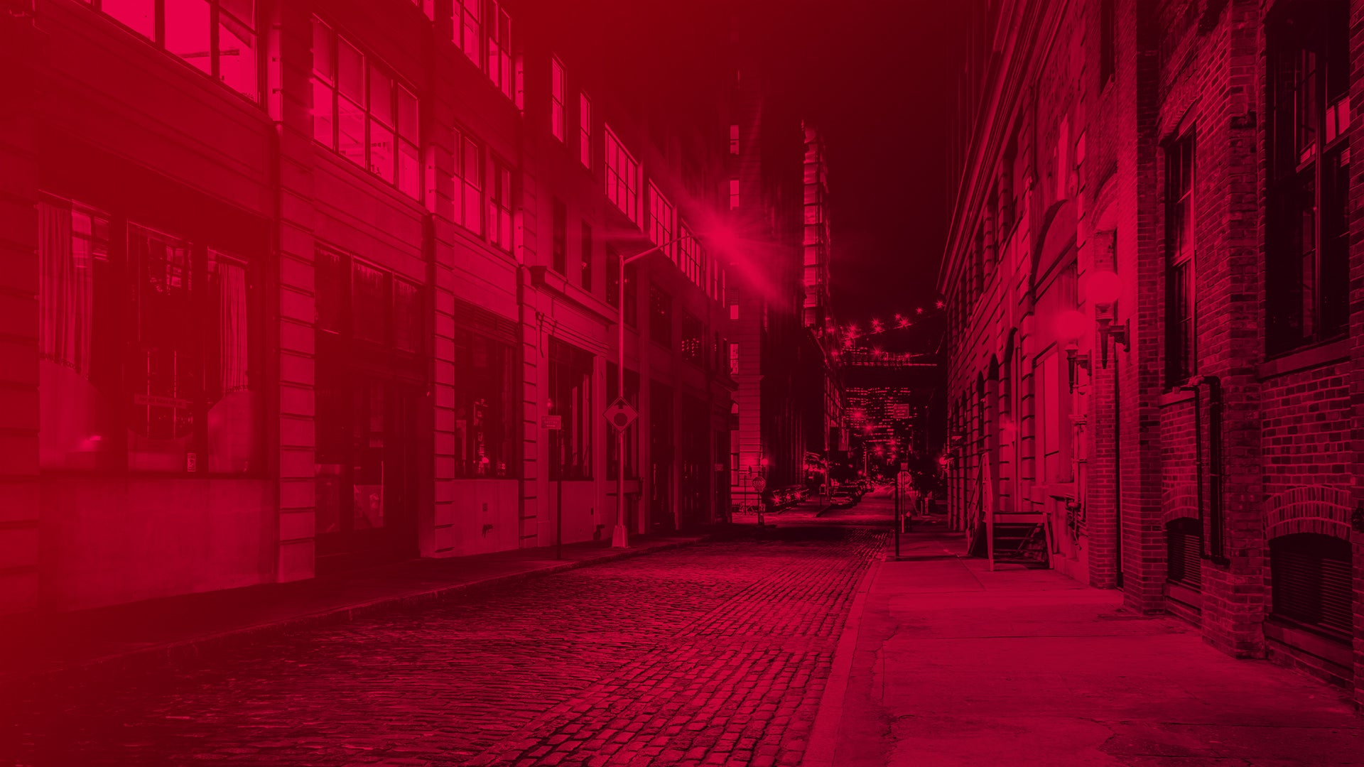 City background with a red overlay