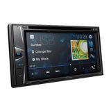 Car multimedia player with touchscreen display on a white background