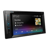 Car multimedia player with touchscreen display on a white background