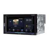 Car stereo system with touchscreen display on a white background