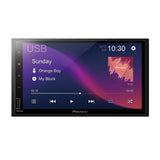 Pioneer car multimedia player with touchscreen display on a white background