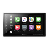 Pioneer car multimedia display with app icons on a white background