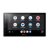 Pioneer car multimedia display with app icons on a white background