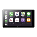 Pioneer car multimedia display with app icons on a white background