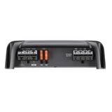 Car audio amplifier with control panel on a white background