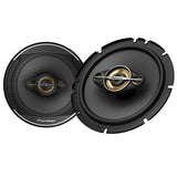 Two Pioneer car speakers on a white background