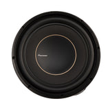 Black subwoofer with Pioneer logo on a white background