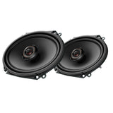 Pair of Pioneer speaker front on white background