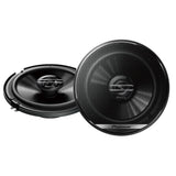 Two Pioneer car speakers on a white background