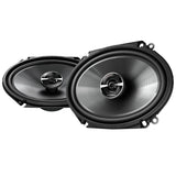 Pair of Pioneer car speakers on a white background