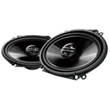 Pair of Pioneer car speakers on a white background
